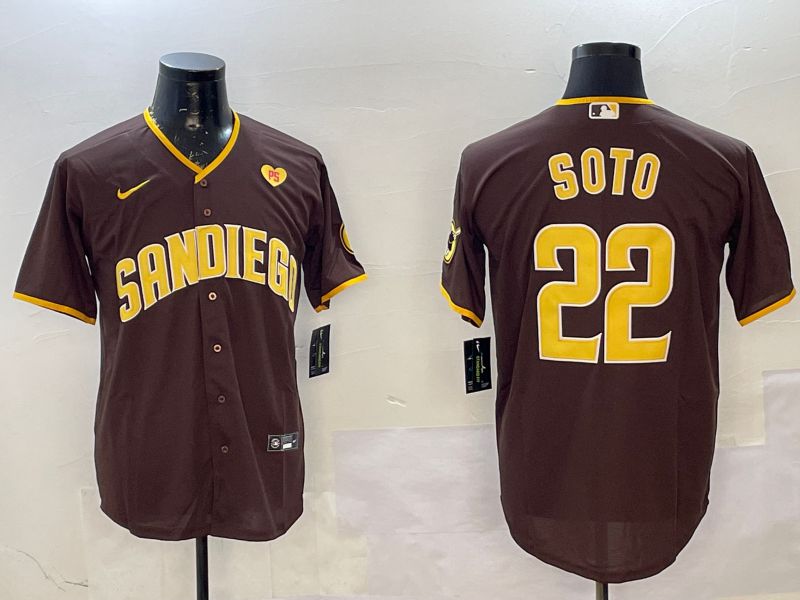 Men San Diego Padres 22 Soto Brown Game 2025 Nike MLB Jersey style 7